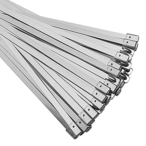 Metal Zip Ties, 11.8 Inches 304 Stainless Steel Cable Ties, Exhaust Wrap Zip Ties Heavy Duty