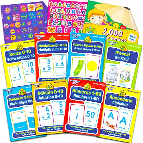 School Zone English And Spanish Flash Cards Super Set Toddler Kids -- 8 ...