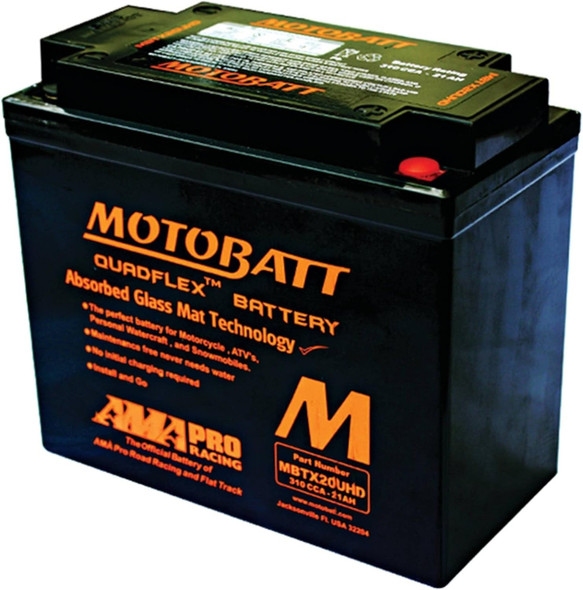 MotoBatt MBTX20UHD 21Ah 330 CCA AGM Powersports Battery replaces YTX20HL