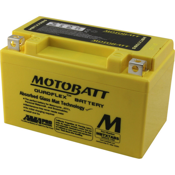 MotoBatt MBTX7ABS 7Ah 105 CCA AGM Powersports Battery replaces YTX7A YTX7A-BS YTZ10S ETZ10S PC310