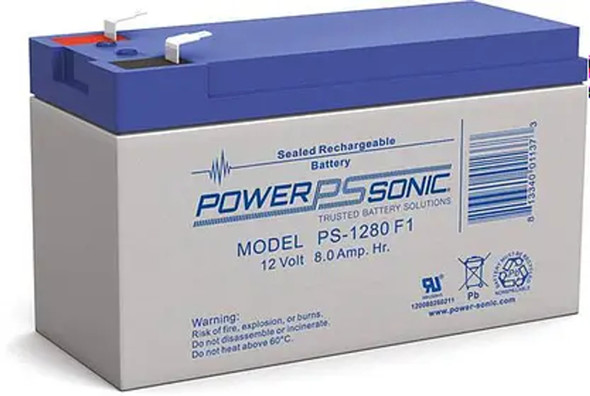 Power-Sonic PS-1280 F1 12V 8Ah AGM Rechargeable Battery
