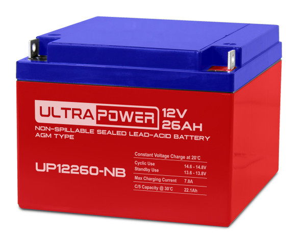 ULTRAPOWER UP12260-NB 12V 26Ah T3 AGM Rechargeable Battery