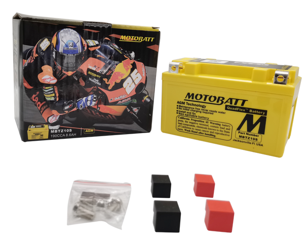 MotoBatt MBTZ10S 8.6Ah 190 CCA AGM Battery bundle with NOCO GENIUS1 6V/12V 1A Charger