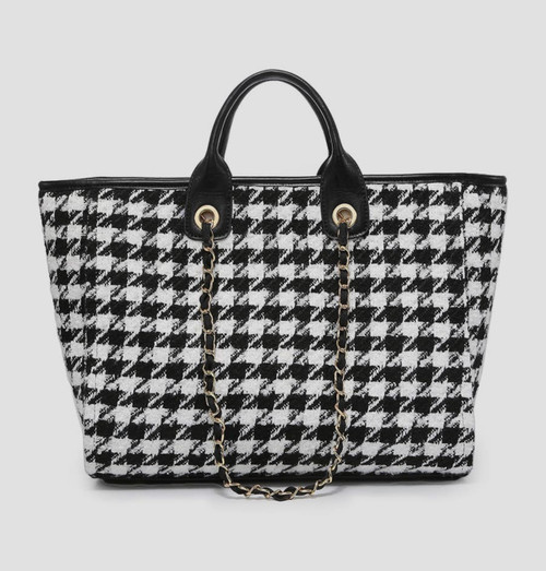 Black & White Satchel with Chain