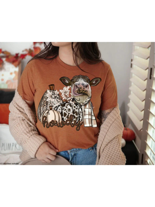 Howdy Pumpkin Cow Tee