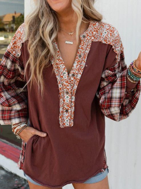 Mixed Print Patchwork Top