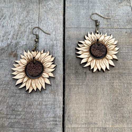 Sunflower Wooden Earrings Sunflower Wooden Earrings