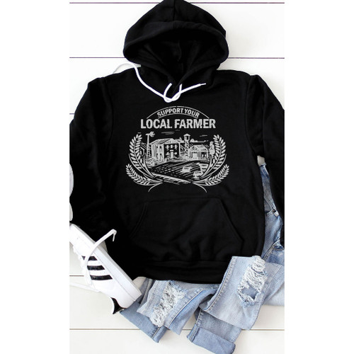 Support Local Farmers Black Hoodie Support Local Farmers Black Hoodie