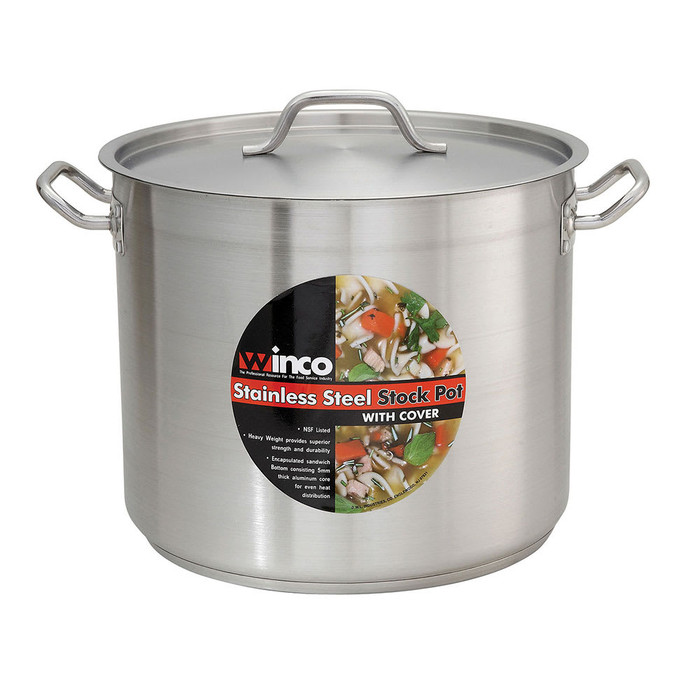 Winco | 20 qt Stainless Steel Stock Pot with Cover