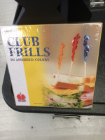 Winco | Pick Frill Wood Asstd Colors 4" Club