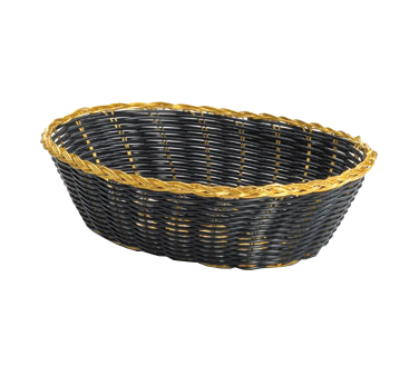 TableCraft | 9" Oval Basket, Balck & Gold