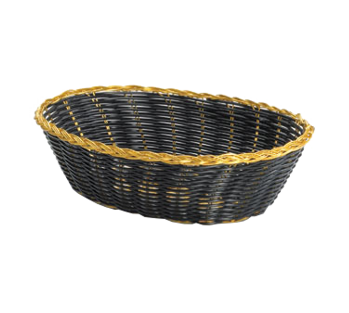 TableCraft | 9" Oval Basket, Balck & Gold