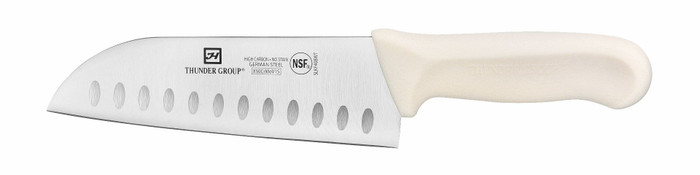 Thunder Group | 7" Hollow Ground Santoku Knife with White Handle