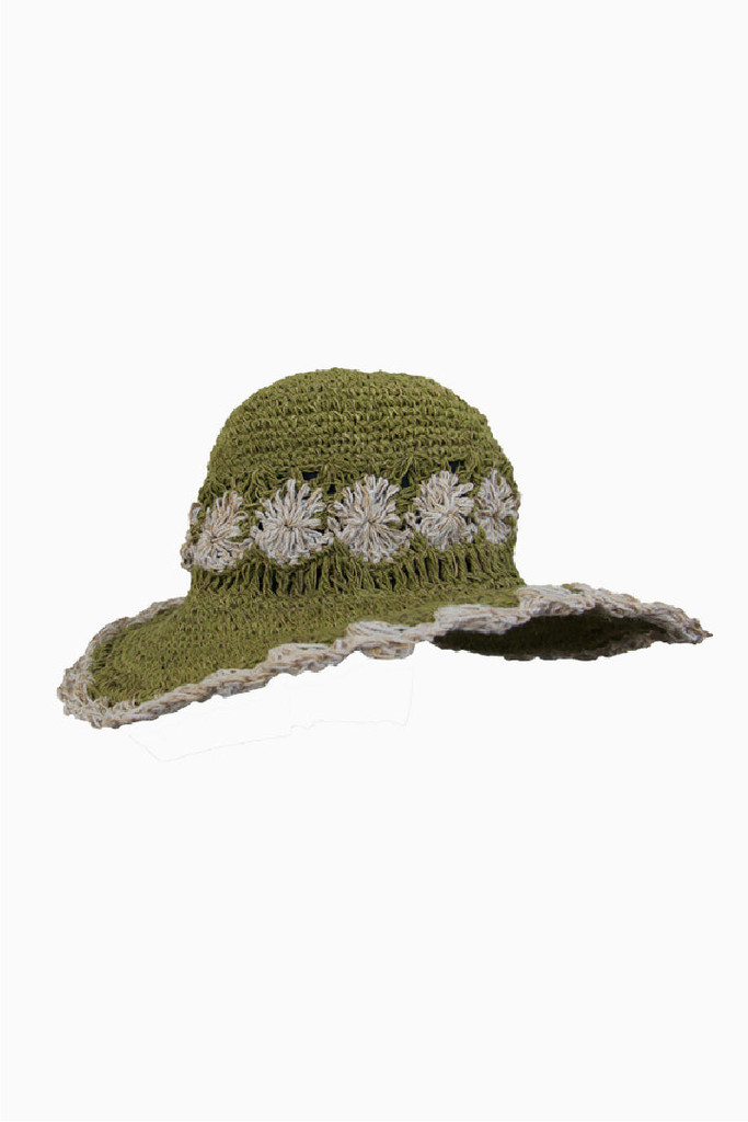 SUN-GREEN FLWR HAT