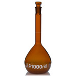 Volumetric flask, USP, Class A, glass stopper, amber, 1000 mL Volumetric flask, USP, Class A, glass stopper, amber, 1000 mL