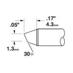 Bevel (STTC), (Bevel/L) 30° x 1.47 mm, (∅ x L) 1.3 mm x 3.9 mm, 700 series