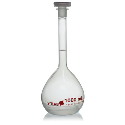 Volumetric Flask, PMP, with PP stopper, Class A, 1000 mL Volumetric Flask, PMP, with PP stopper, Class A, 1000 mL
