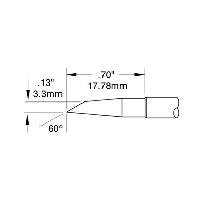 SMTC Rework Cartridge, Hoof, 3.3 mm (0.13 "), 60° Angle