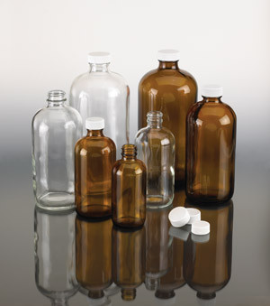 Pre-Cleaned 1 Liter Amber Boston Round