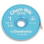 CHEM-WIK ROSIN SD DESOLDERING BRAID, .030/0.8MM, GRAY (5FT)
