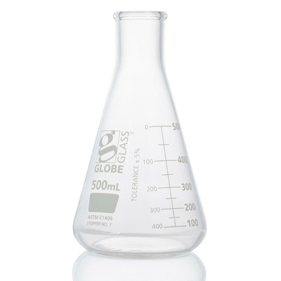 Flask, Erlenmeyer, Glass, 500mL Heavy Duty, Narrow Mouth, Dual Grad Flask, Erlenmeyer, Glass, 500mL Heavy Duty, Narrow Mouth, Dual Grad