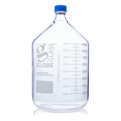 Bottle, Media, Glass, 10000mL GL45 Screw Cap, Dual Graduations Bottle, Media, Glass, 10000mL GL45 Screw Cap, Dual Graduations