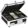 Plastic & Steel Cash Box W/tumbler Lock, Black & Chrome