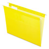Colored Reinforced Hanging Folders, Letter Size, 1/5-cut Tab, Yellow, 25/box