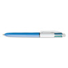 4-color Retractable Ballpoint Pen, 1mm, Black/blue/green/red Ink, Blue Barrel
