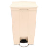 Step-on Receptacle With Wheels, Rectangular, Polyethylene, 23 Gal, Beige