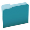 Colored File Folders, 1/3-cut Tabs, Letter Size, Teal/light Teal, 100/box
