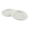 Bagasse Molded Fiber Dinnerware, Plate, 6" Diameter, White, 1,000/carton