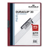 Vinyl Duraclip Report Cover W/clip, Letter, Holds 30 Pages, Clear/maroon, 25/box