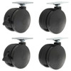 Casters For Height-adjustable Table Bases, Black, 4/set