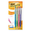 Atlantis Retractable Ballpoint Pen, 1mm, Assorted Ink/barrel, 4/pack