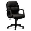 Pillow-soft 2090 Series Leather Managerial Mid-back Swivel/tilt Chair, Supports Up To 300 Lbs., Black Seat/back, Black Base