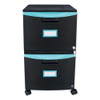 Two-drawer Mobile Filing Cabinet, 14.75w X 18.25d X 26h, Black/teal