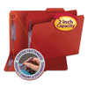 Colored Pressboard Folders With Two Safeshield Coated Fasteners, 1/3-cut Tabs, Letter Size, Bright Red, 25/box