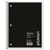 Wirebound Notebook, 1 Subject, Wide/legal Rule, Black Cover, 10.5 X 8, 70 Sheets