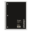 Wirebound Notebook, 1 Subject, Medium/college Rule, Black Cover, 10.5 X 8, 70 Sheets