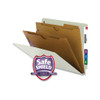 X-heavy End Tab Pressboard Classification Folders W/safeshield Fasteners, 2-pocket Dividers, Letter Size, Gray-green, 10/box