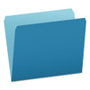 Colored File Folders, Straight Tab, Letter Size, Blue/light Blue, 100/box