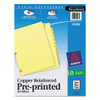 Preprinted Laminated Tab Dividers W/copper Reinforced Holes, 12-tab, Letter