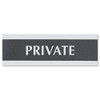Century Series Office Sign, Private, 9 X 3, Black/silver