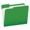 Double-ply Reinforced Top Tab Colored File Folders, 1/3-cut Tabs, Letter Size, Bright Green, 100/box