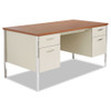 Double Pedestal Steel Desk, Metal Desk, 60w X 30d X 29.5h, Cherry/putty