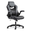 9-one-one High-back Racing Style Chair With Flip-up Arms, Supports Up To 225 Lbs., Black Seat/gray Back, Black Base