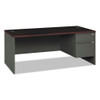 38000 Series Right Pedestal Desk, 72w X 36d X 29.5h, Mahogany/charcoal