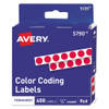Handwrite-only Self-adhesive Removable Round Color-coding Labels In Dispensers, 0.25" Dia., Red, 450/roll