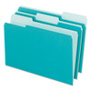 Interior File Folders, 1/3-cut Tabs, Letter Size, Aqua, 100/box - DPFX421013AQU